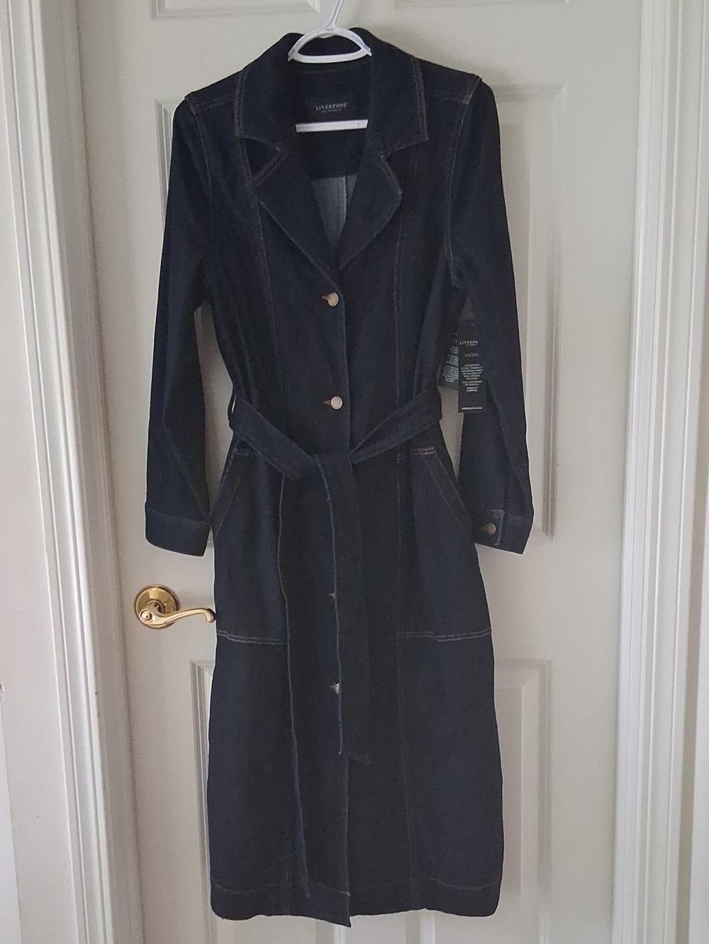 NEW! Liverpool Duster Jacket In Indigo Blue Size M
